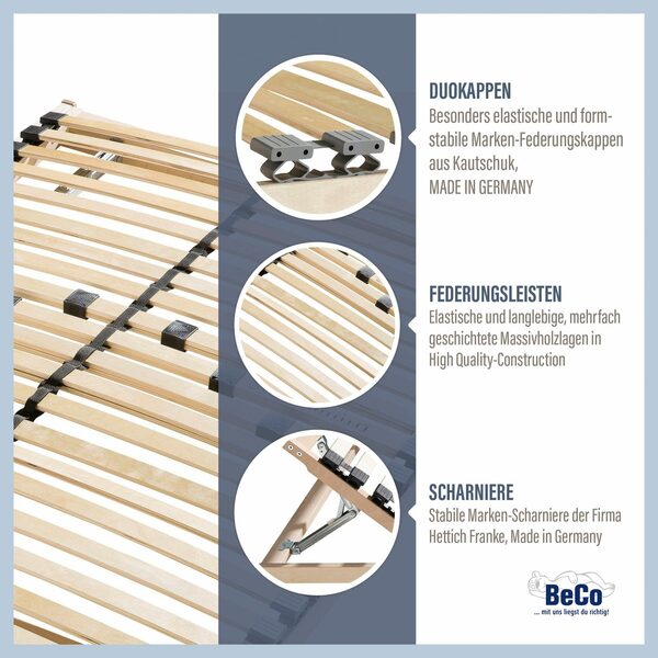 Bild 2 von Lattenrost »Standard«, Beco, Kopfteil manuell verstellbar, Fußteil nicht verstellbar, mit Kopfverstellung und Härteregulierung, BLAUER ENGEL zertifiziert