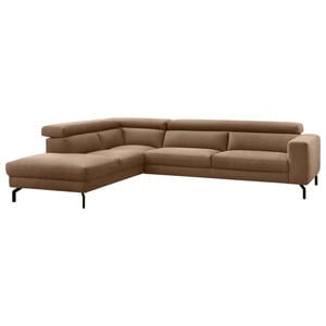 Mid.you Ecksofa, Braun, Textil, 4-Sitzer, Ottomane links, L-Form, 305x233 cm, seitenverkehrt erhältlich, Rücken echt, Wohnzimmer, Sofas & Couches, Wohnlandschaften, Ecksofas