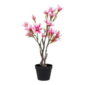 Kunstpflanze, Grün, Rosa, Kunststoff, 75 cm, inkl. Topf, Dekoration, Kunstblumen