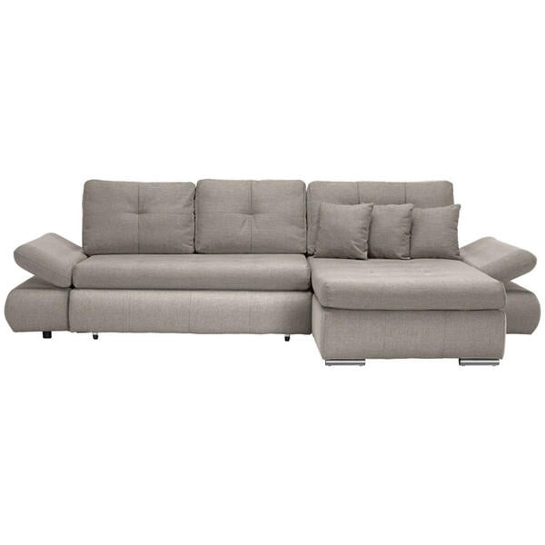 Bild 1 von Carryhome Ecksofa, Beige, Textil, 3-Sitzer, Füllung: Schaumstoff, Ottomane rechts, seitenverkehrt montierbar, L-Form, 302x187 cm, Liegefunktion, Schlafen auf Sitzhöhe, Rücken echt, Wohnzimmer, Sof