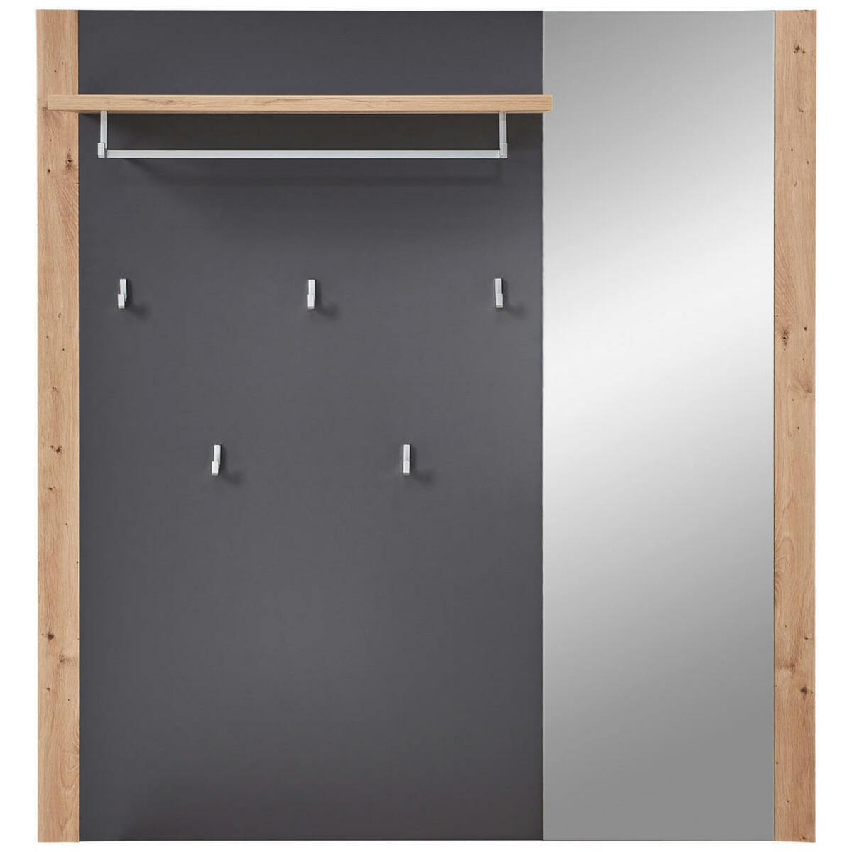 Bild 1 von Xora Garderobenpaneel, Graphit, Eiche Artisan, Glas, 122x131x30 cm, Aufhängemöglichkeit, Hutablage, Kleiderstange, Garderobe, Garderobenpaneele, Garderobenpaneele