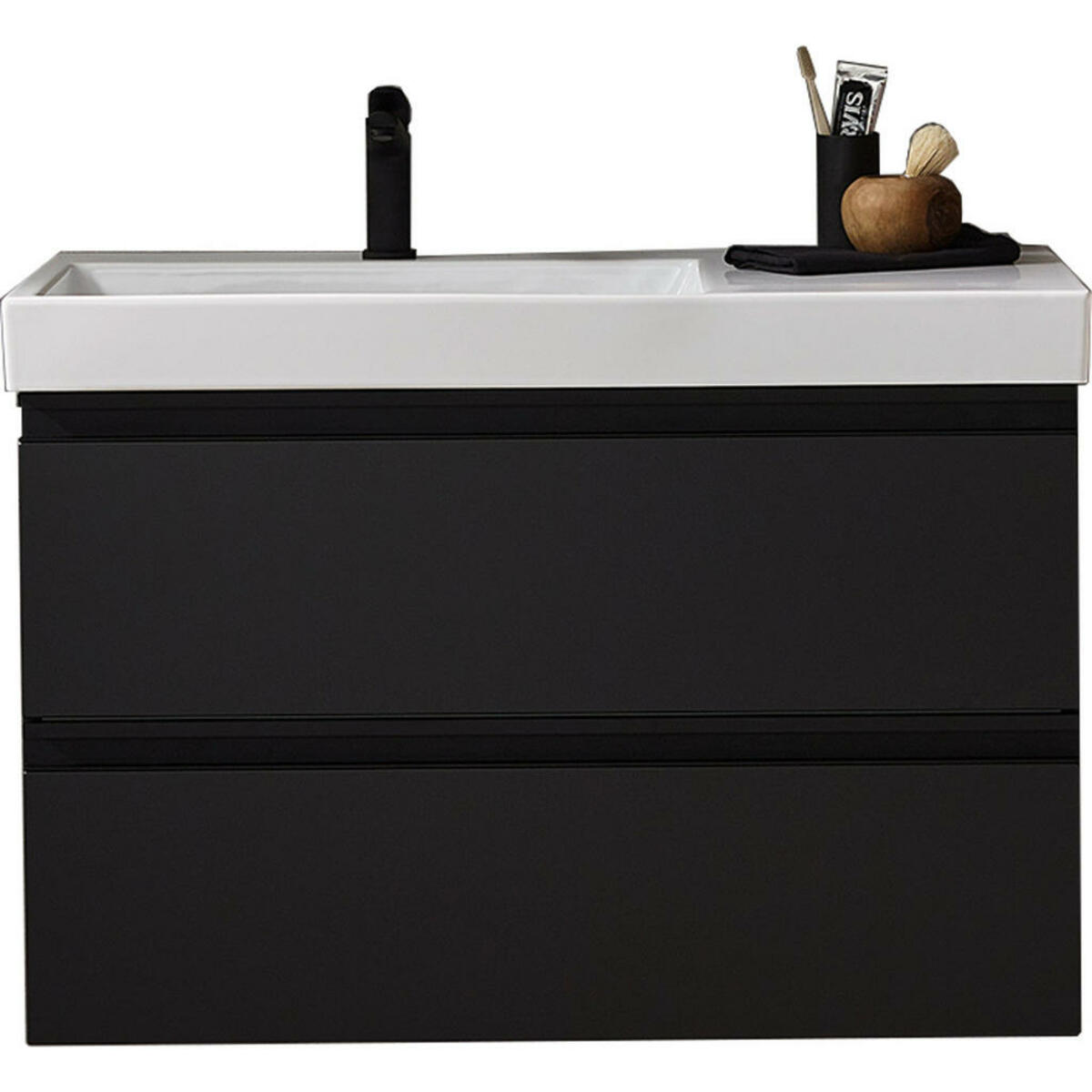 Bild 1 von Novel Waschtischkombi Nv.074, Grau, Weiß, Metall, furniert, 2 Schubladen, 92 cm, Goldenes M, Dgm, Made in Germany, hängend, Typenauswahl, Badezimmer, Badezimmerspiegel, Badspiegel