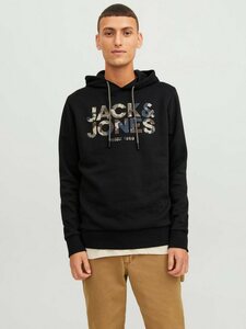 Jack & Jones Kapuzensweatshirt JJJAMES SWEAT HOOD, Schwarz