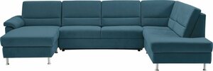 CALIZZA INTERIORS Wohnlandschaft Onyx, 3 Teile, wahlweise mit Bettfunktion und Bettkasten, Blau