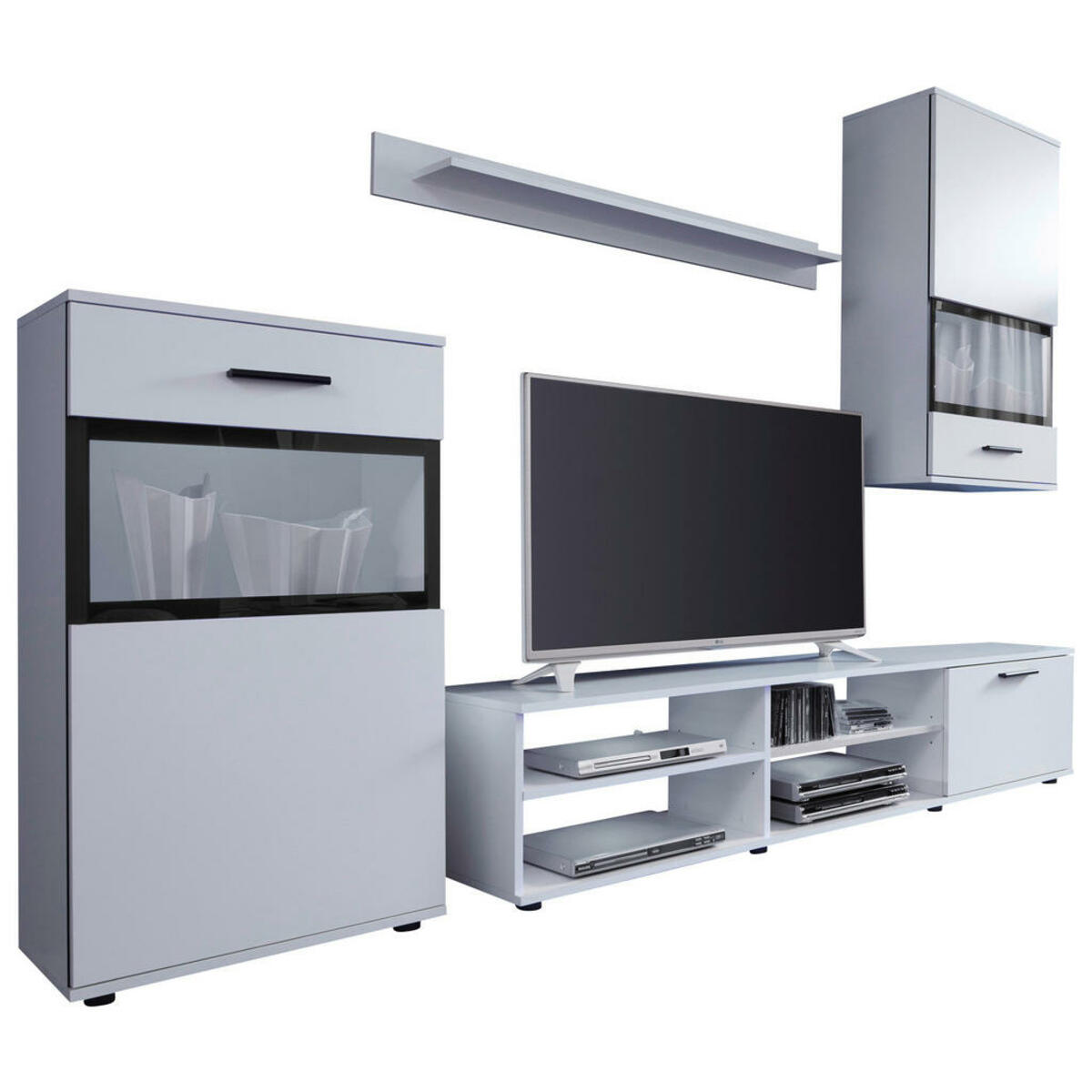 Bild 1 von Boxxx Wohnwand, Schwarz, Weiß, Kunststoff, 2 Fächer, 231x182x38 cm, Wohnzimmer, Wohnwände, Anbauwände