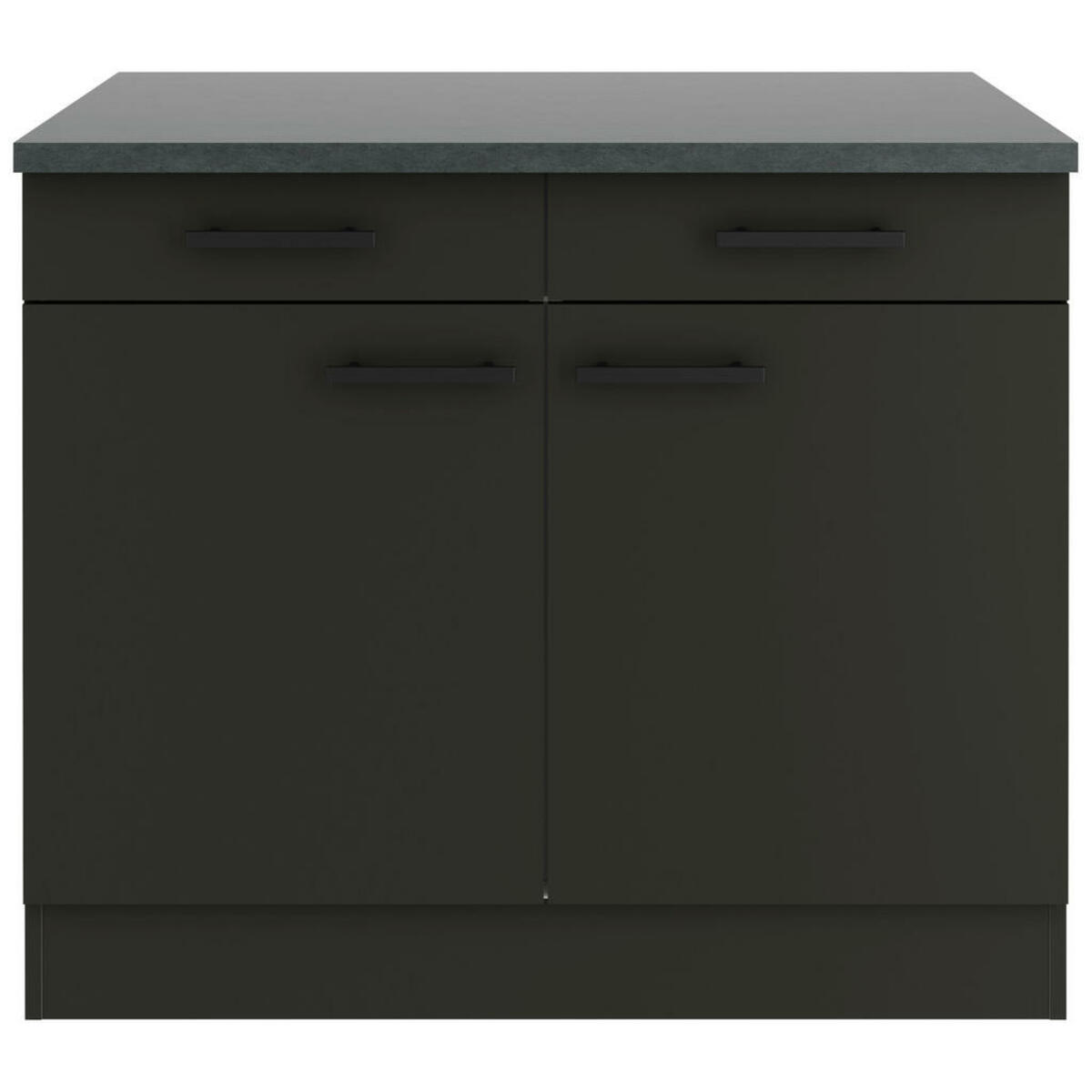 Bild 1 von Optifit Küchenunterschrank, Anthrazit, Metall, 1 Fächer, 2 Schubladen, seitenverkehrt montierbar, einzeln stellbar, 100x84.8x60 cm, DIN EN ISO 14001, DIN EN ISO 50001, DIN EN ISO 9001, Zusatzaussta