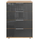 Bild 1 von Mid.you Nachtschrank, Grau, Eiche, Glas, 4 Schubladen, 52x74x38 cm, BQ - Bündnis für Qualität, Made in Germany, DIN EN ISO 9001, Typenauswahl, Schlafzimmer, Nachttische