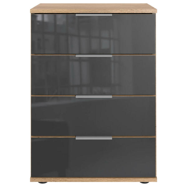 Bild 1 von Mid.you Nachtschrank, Grau, Eiche, Glas, 4 Schubladen, 52x74x38 cm, BQ - Bündnis für Qualität, Made in Germany, DIN EN ISO 9001, Typenauswahl, Schlafzimmer, Nachttische