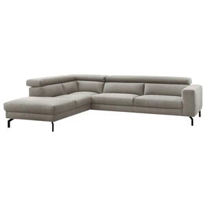 Mid.you Ecksofa, Silber, Textil, 4-Sitzer, Ottomane links, L-Form, 305x233 cm, seitenverkehrt erhältlich, Rücken echt, Wohnzimmer, Sofas & Couches, Wohnlandschaften, Ecksofas