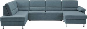 CALIZZA INTERIORS Wohnlandschaft Onyx, 3 Teile, wahlweise mit Bettfunktion und Bettkasten, Blau