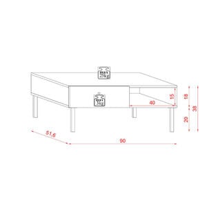 Mid.you Couchtisch, Weiß, Eiche Artisan, Kunststoff, 1 Schubladen, rechteckig, eckig, 51.6x38 cm, Stauraum, Wohnzimmer, Wohnzimmertische, Couchtische, Couchtische mit Stauraum