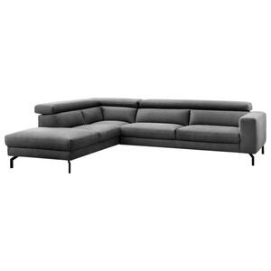 Mid.you Ecksofa, Dunkelgrau, Textil, 4-Sitzer, Ottomane links, L-Form, 305x233 cm, seitenverkehrt erhältlich, Rücken echt, Wohnzimmer, Sofas & Couches, Wohnlandschaften, Ecksofas