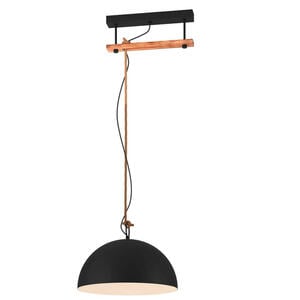 Eglo Hängeleuchte Hodsoll, Braun, Creme, Schwarz, Holz, Metall, massiv, länglich,länglich, 40x110 cm, höhenverstellbar, Lampen & Leuchten, Innenbeleuchtung, Hängelampen, Esstischlampen