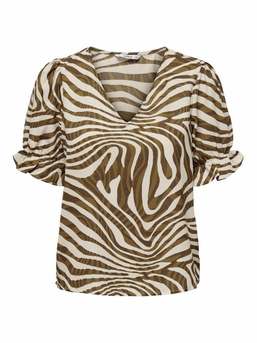 Bild 1 von ONLY Blusenshirt ONLCHICAGO LIFE S/S FRILL TOP PTM, Braun