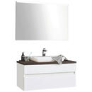 Bild 1 von Novel Badezimmer, Weiß, Eiche, Glas, 2 Schubladen, 100 cm, Goldenes M, Made in Germany, hängend, Zusatzausstattung erhältlich, Typenvielfalt, Badezimmer, Badmöbelsets & -serien, Badmöbel-Sets