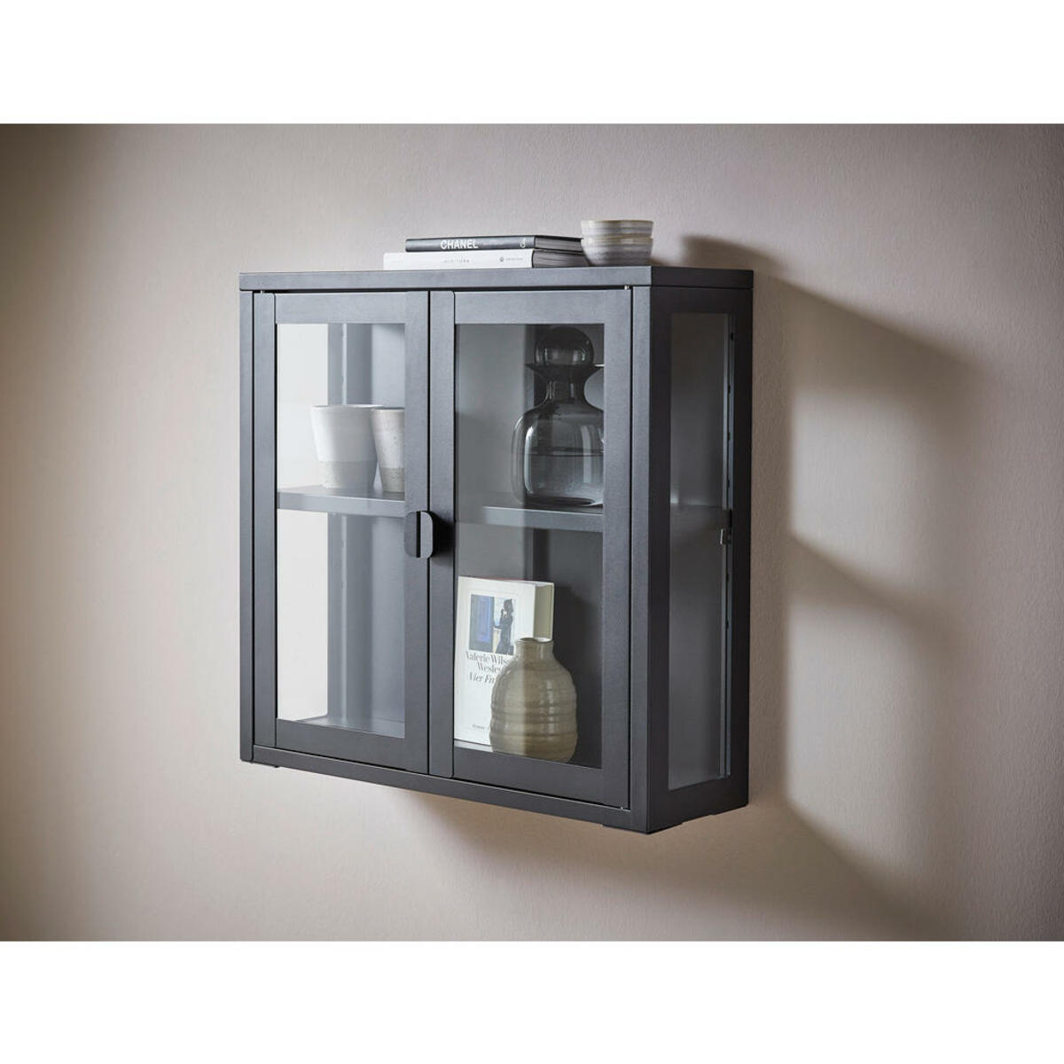 Bild 1 von Xora Hängevitrine, Schwarz, Metall, 1 Fächer, 60x57x18 cm, Typenauswahl, hängend, Wohnzimmer, Wohnwände, Vitrinenschränke