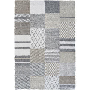 Novel Webteppich Mehari, Creme, Grau, Dunkelgrau, Textil, Patchwork, rechteckig, 120 cm, Oeko-Tex® Standard 100, für Fußbodenheizung geeignet, Teppiche & Böden, Teppiche, Moderne Teppiche