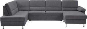 CALIZZA INTERIORS Wohnlandschaft Onyx, 3 Teile, wahlweise mit Bettfunktion und Bettkasten, Schwarz