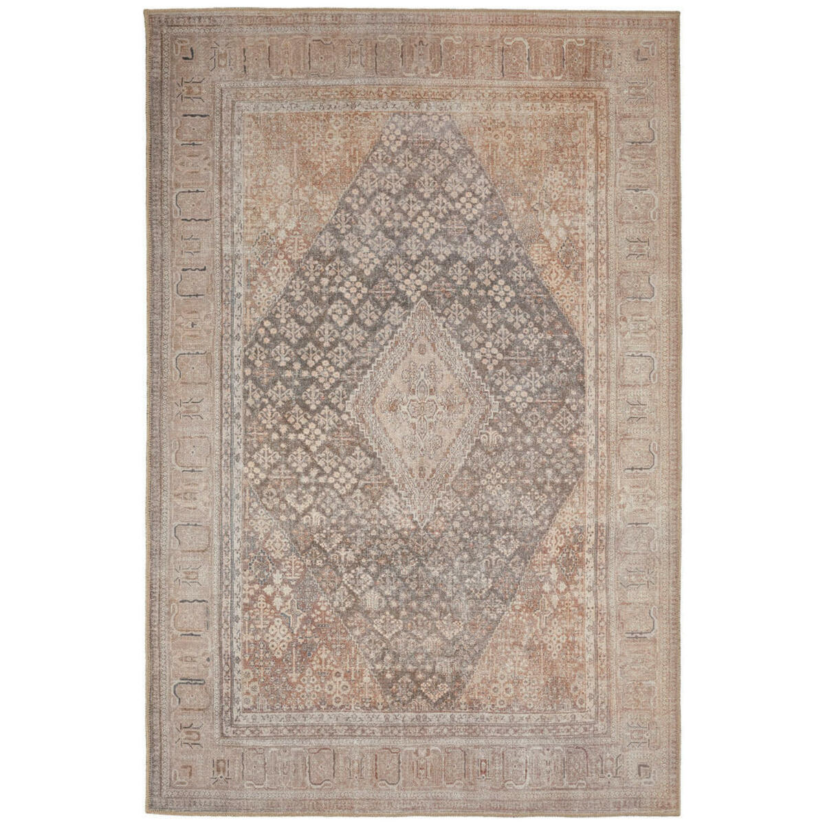 Bild 1 von Novel Vintage-Teppich, Braun, Textil, Vintage, rechteckig, 135 cm, rutschfest, leicht zusammenrollbar, Teppiche & Böden, Teppiche, Vintage-Teppiche