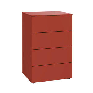 Xora Kommode Primolar Garda, Rot, Koralle, Kunststoff, 4 Schubladen, 50x79x41 cm, Typenauswahl, Beimöbel erhältlich, stehend, in verschiedenen Größen Holzdekoren erhältlich, Wohnzimmer, Kommoden