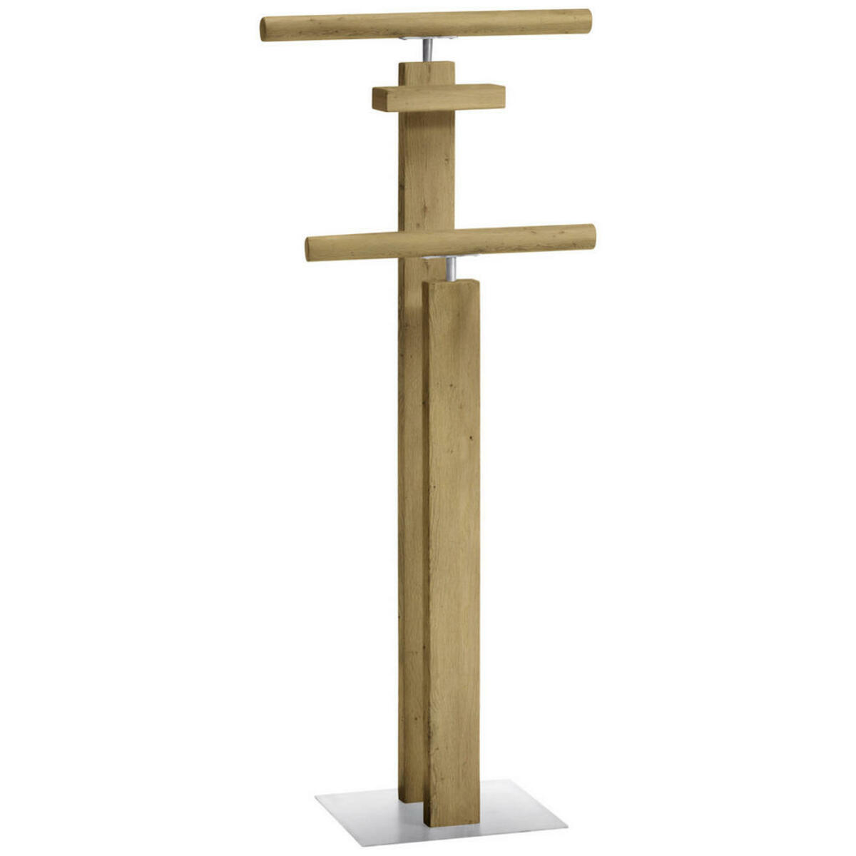 Bild 1 von Hasena Herrendiener, Alu, Hellbraun, Wildeiche, Holz, Metall, Wildeiche, massiv, 45x107x28 cm, standfeste Füße, Hosenhalter, Jackenhalter, Garderobe, Garderobenständer