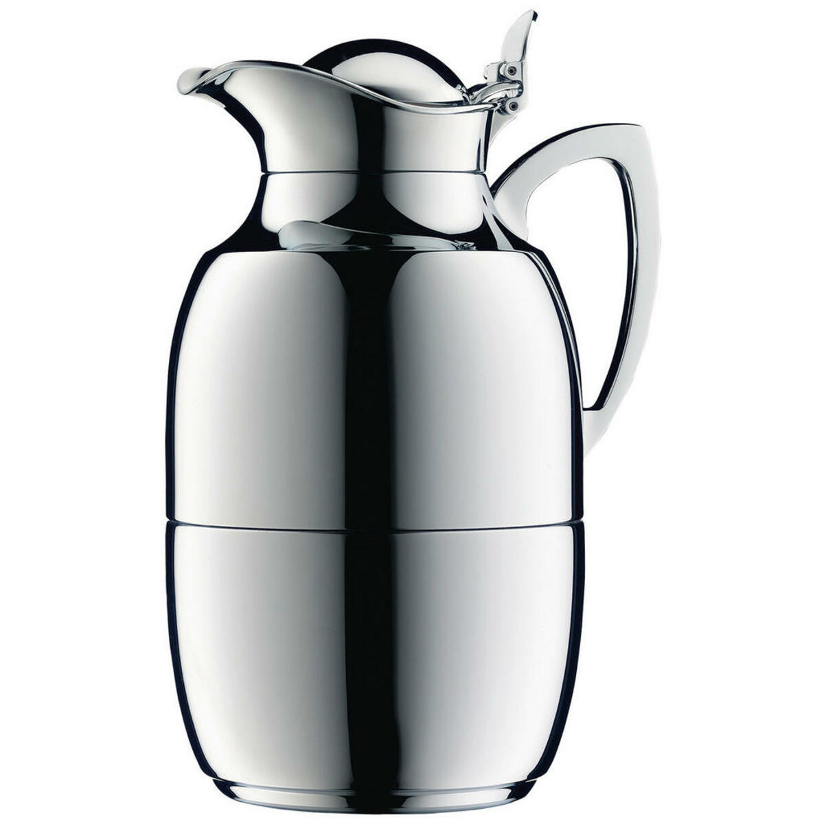 Bild 1 von Alfi Isolierkanne Juwel, Silber, Metall, 1,0 L, doppelwandig, lebensmittelecht, Glaskolben, hält warm, kalt, schadstofffrei, Einhandbedienung, Kaffee & Tee, Kannen, Thermoskannen