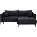 Bild 1 von Carryhome Ecksofa, Schwarz, Textil, 2-Sitzer, Füllung: Schaumstoff, Ottomane rechts, seitenverkehrt montierbar, L-Form, 226x155 cm, Liegefunktion, Schlafen auf Sitzhöhe, Rücken echt, Wohnzimmer, S