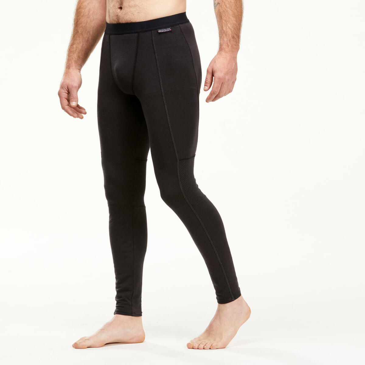 Bild 1 von Merino Tights Herren lange Unterwäsche Trekking - MT500 schwarz Schwarz