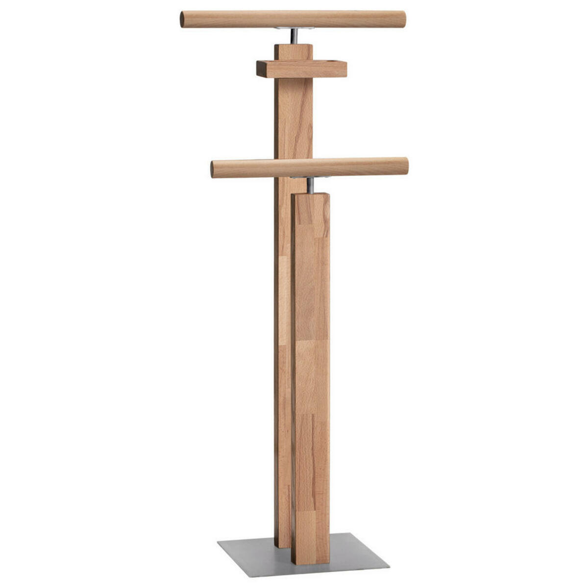 Bild 1 von Hasena Herrendiener, Buche, Alu, Holz, Metall, Kernbuche, massiv, 45x107x28 cm, standfeste Füße, Hosenhalter, Jackenhalter, Garderobe, Garderobenständer