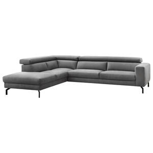 Mid.you Ecksofa, Grau, Textil, 4-Sitzer, Ottomane links, L-Form, 305x233 cm, seitenverkehrt erhältlich, Rücken echt, Wohnzimmer, Sofas & Couches, Wohnlandschaften, Ecksofas