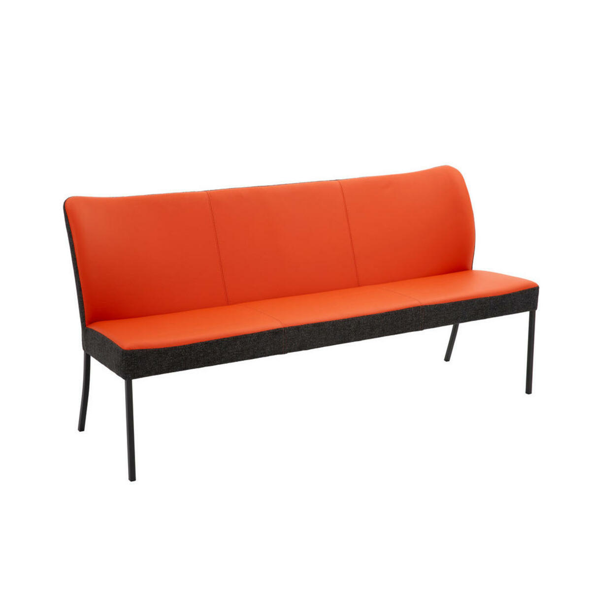 Bild 1 von Bert Plantagie Sitzbank, Anthrazit, Orange, Metall, Textil, Leder, Kombination Echtleder/Stoff, Rindleder, Uni, 160x89x65 cm, Fußauswahl, Lederauswahl, Stoffauswahl, Typenauswahl, mit Rückenlehne,