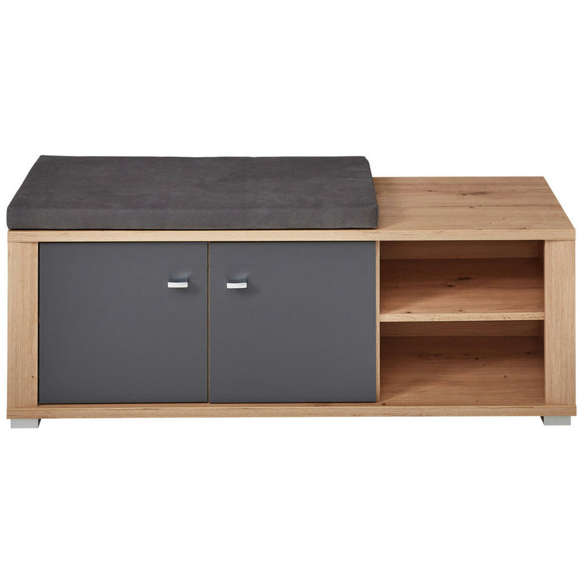 Bild 1 von Xora Garderobenbank, Graphit, Eiche Artisan, Metall, 2-Sitzer, Füllung: Schaumstoff, 122x50x38 cm, Typenauswahl, Garderobe, Garderobenbänke, Garderobenbänke