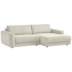 Mid.you Ecksofa, Creme, Textil, 4-Sitzer, Füllung: Schaumstoff, Silikon, Ottomane rechts, L-Form, 250x176 cm, Sitzqualitäten, Rücken echt, Wohnzimmer, Sofas & Couches, Wohnlandschaften, Ecksofas