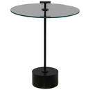 Bild 1 von Beistelltisch, Schwarz, Holz, Metall, Glas, Akazie, massiv, rund, Sockel, 50x59 cm, einfacher Aufbau, Wohnzimmer, Wohnzimmertische, Beistelltische, Beistelltische Metall
