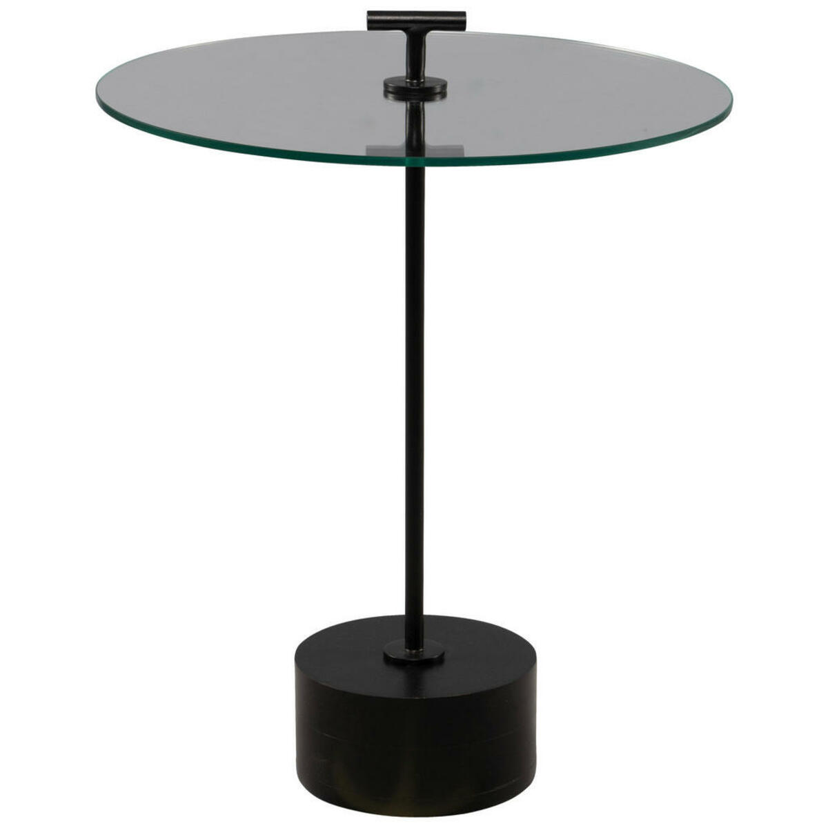 Bild 1 von Beistelltisch, Schwarz, Holz, Metall, Glas, Akazie, massiv, rund, Sockel, 50x59 cm, einfacher Aufbau, Wohnzimmer, Wohnzimmertische, Beistelltische, Beistelltische Metall