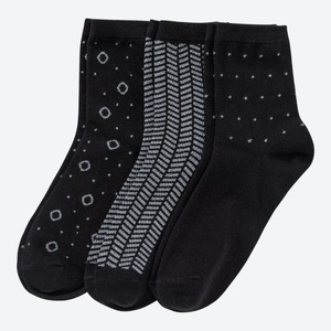 Damen-Socken mit Glitzer-Effekten, 3er-Pack