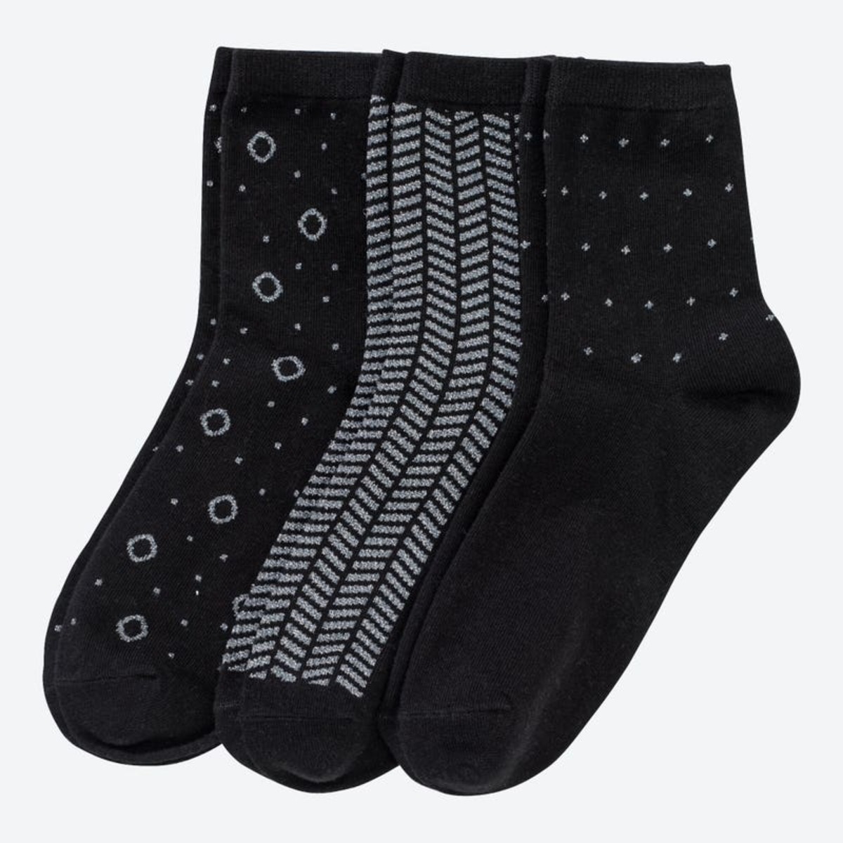 Bild 1 von Damen-Socken mit Glitzer-Effekten, 3er-Pack