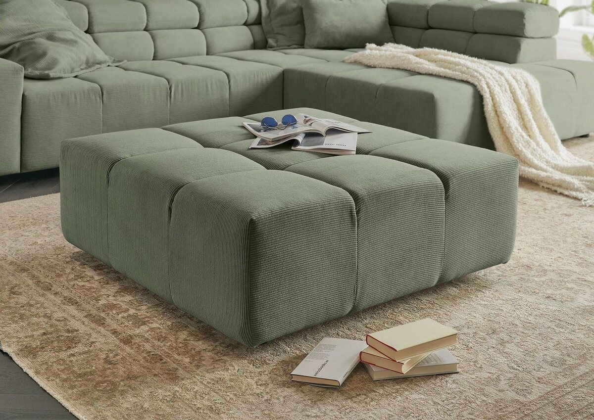 Bild 1 von INOSIGN Polsterhocker Ancona, passend zur "Ancona"-Polsterserie, auch in Cord + Easy Care, Grün