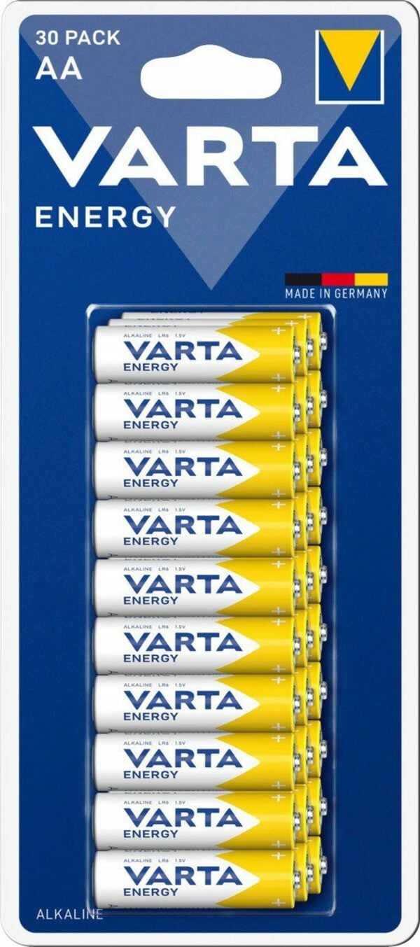 VARTA Energy AA Mignon LR6 30er Pack Alkaline Batterie, LR06 (1,5 V, 30 ...