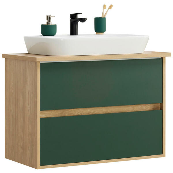 Bild 1 von Stylife Waschtischkombi, Waldgrün, Holzwerkstoff, 2 Schubladen, 86 cm, Made in Germany, hängend, Badezimmer, Waschbecken & Armaturen, Waschtische