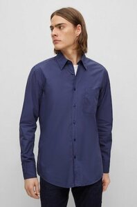 BOSS ORANGE Langarmhemd Relegant_6 mit praktischer Brusttasche, Blau