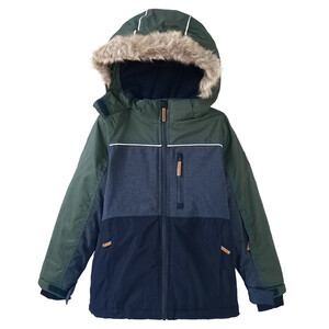 Jungen Schneejacke mit Flächenteilern DUNKELGRÜN / DUNKELBLAU