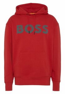 BOSS ORANGE Sweatshirt WebasicHood mit weißem Logodruck, Rot