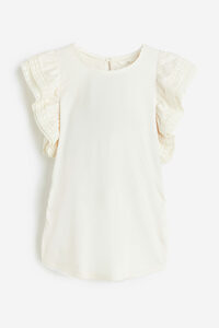 H&M MAMA Shirt mit Volantärmeln Naturweiß, Tops in Größe M. Farbe: Natural white