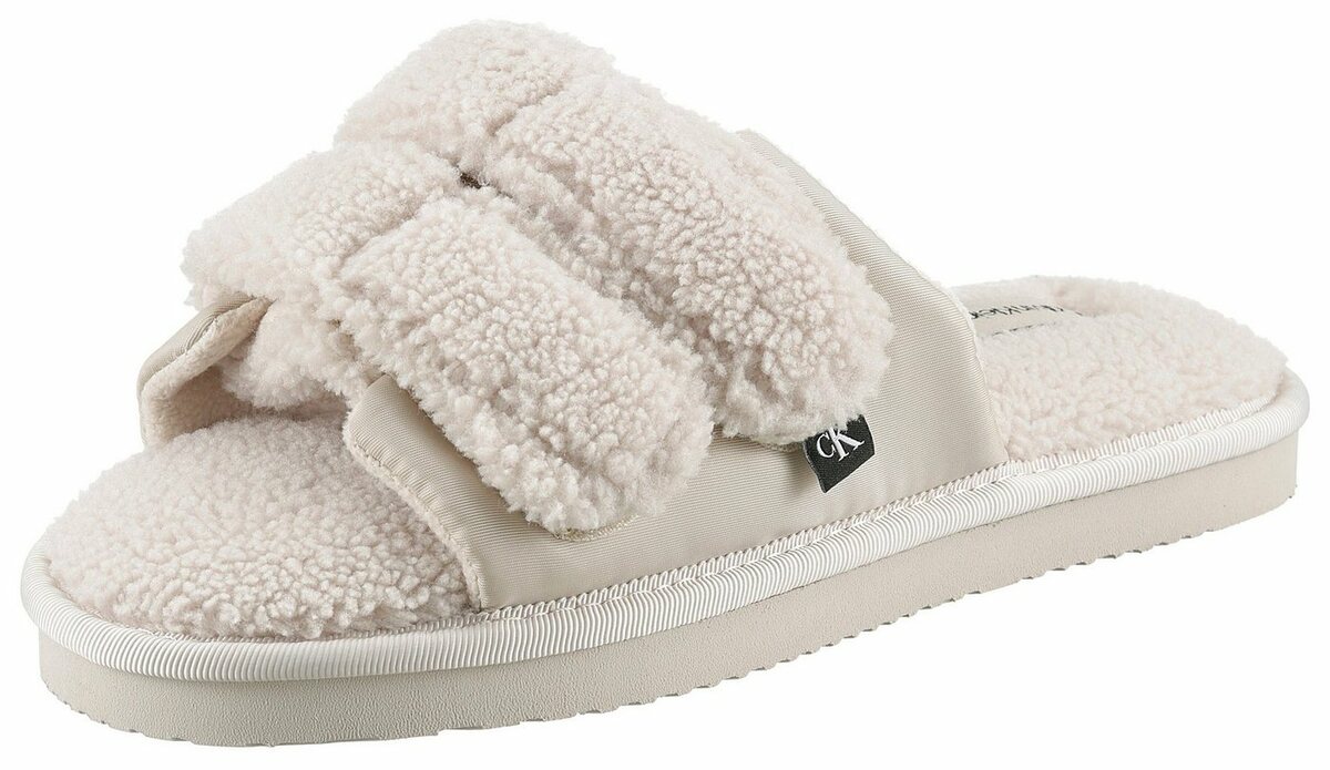 Bild 1 von Calvin Klein Jeans HOME SLIDE VELCRO SHEARLING Pantoffel in kuscheliger Optik, Beige