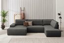 Bild 1 von Home affaire Wohnlandschaft SHERWOOD, mit Bett-Funktion (Liegefläche 194x139 cm), Cord, Vintage, Samtvelours, Grau