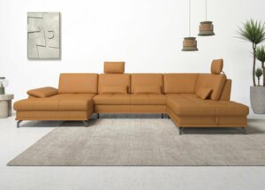 Places of Style Wohnlandschaft Costello, incl. Sitztiefenverstellung und Armlehnfunktion, 3 Nierenkissen, Gelb