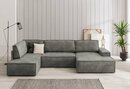 Bild 1 von Home affaire Wohnlandschaft SHERWOOD, mit Bett-Funktion (Liegefläche 194x139 cm), Cord, Vintage, Samtvelours, Grau