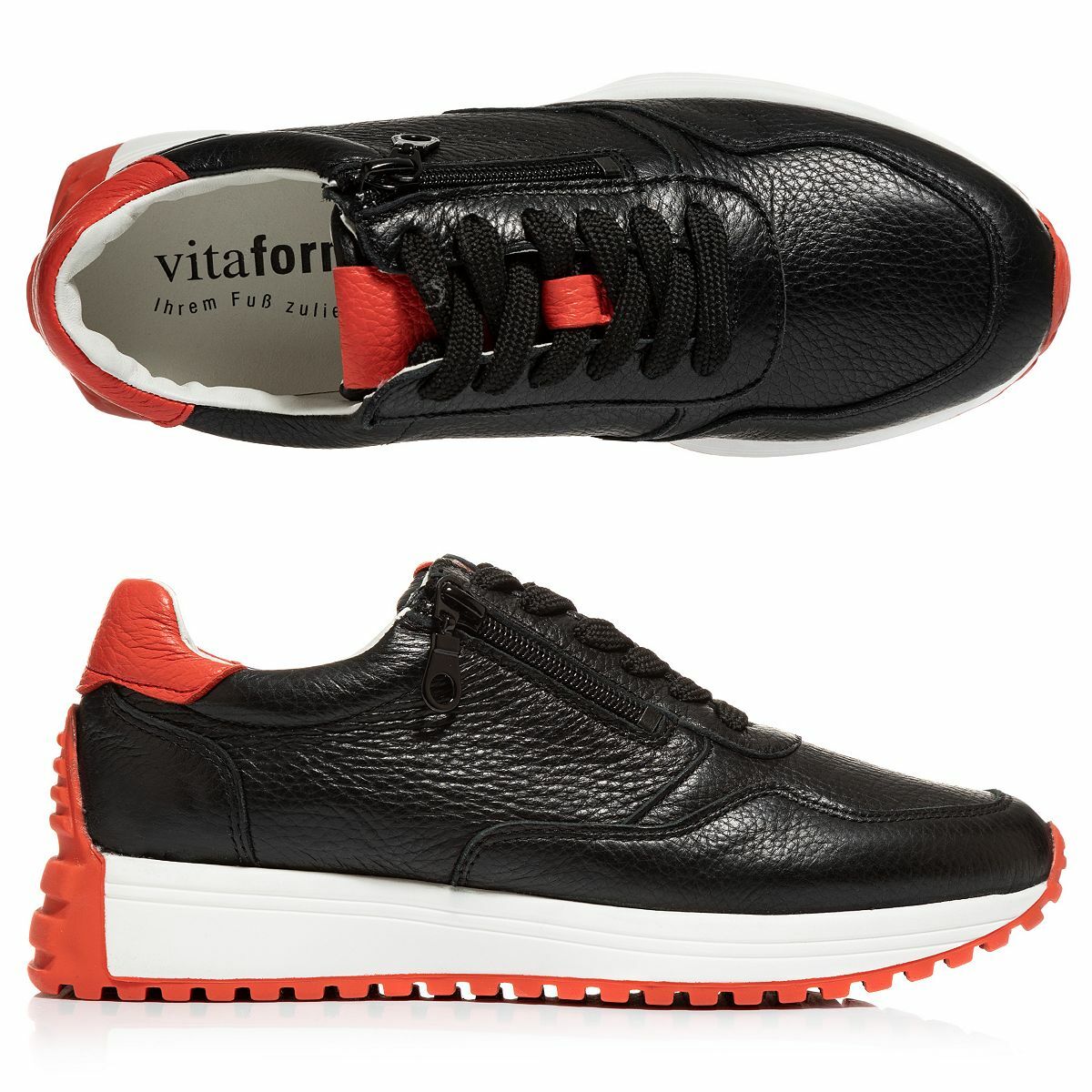 Bild 1 von VITAFORM Damen-Sneaker Hirschleder Reißverschluss farbige Sohle Mira
