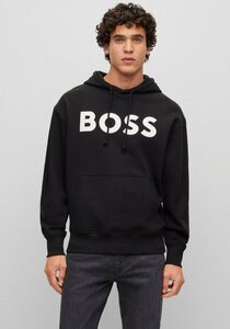BOSS ORANGE Sweatshirt WebasicHood mit weißem Logodruck, Schwarz